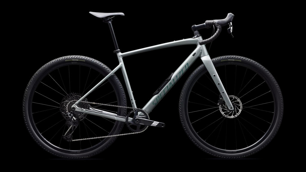 Diverge 4 Comp Alloy - SRAM Apex (2026) — Satin Shadow Silver / Fjord Metallic — side view