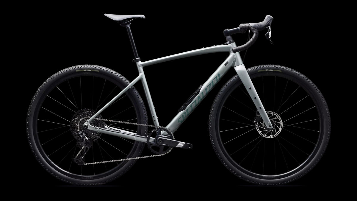 Diverge 4 Comp Alloy - SRAM Apex (2026) — Satin Shadow Silver / Fjord Metallic — side view