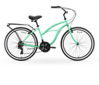 sixthreezero Around the Block Women's 24" 21 Speed Beach Cruiser Bicycle with Rear Rack — product view 1