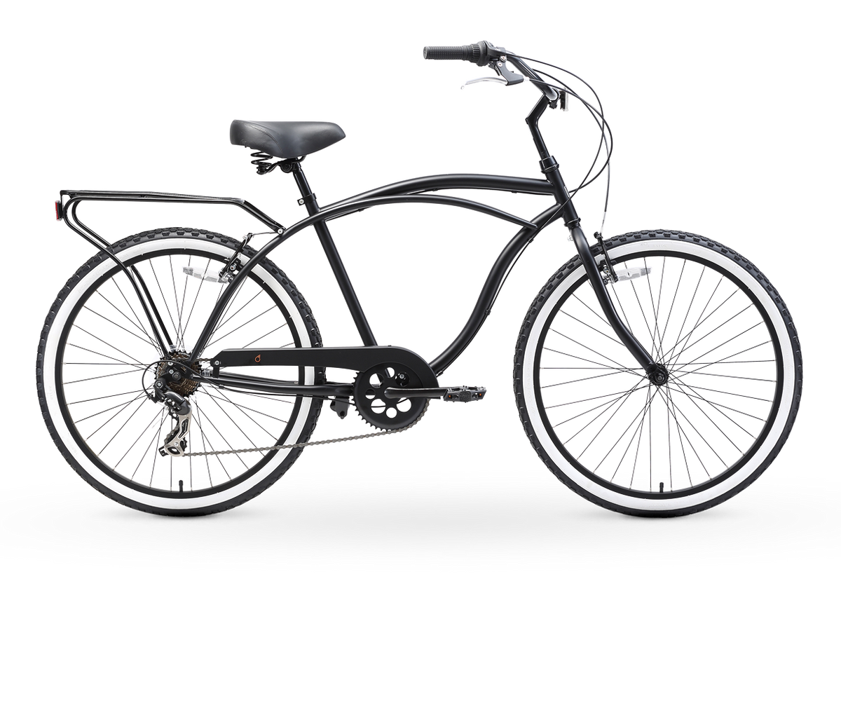 sixthreezero Around the Block Men's 24" 7 Speed Beach Cruiser Bicycle with Rear Rack — product view 1