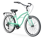 sixthreezero Around the Block Women's 24" Seven Speed Beach Cruiser Bicycle with Rear Rack — product view 4