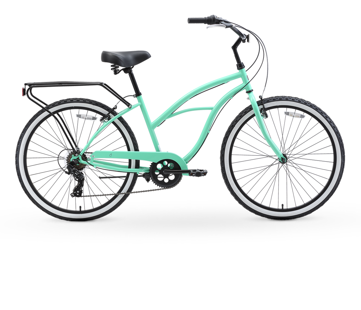 sixthreezero Around the Block Women's 24" Seven Speed Beach Cruiser Bicycle with Rear Rack — product view 3