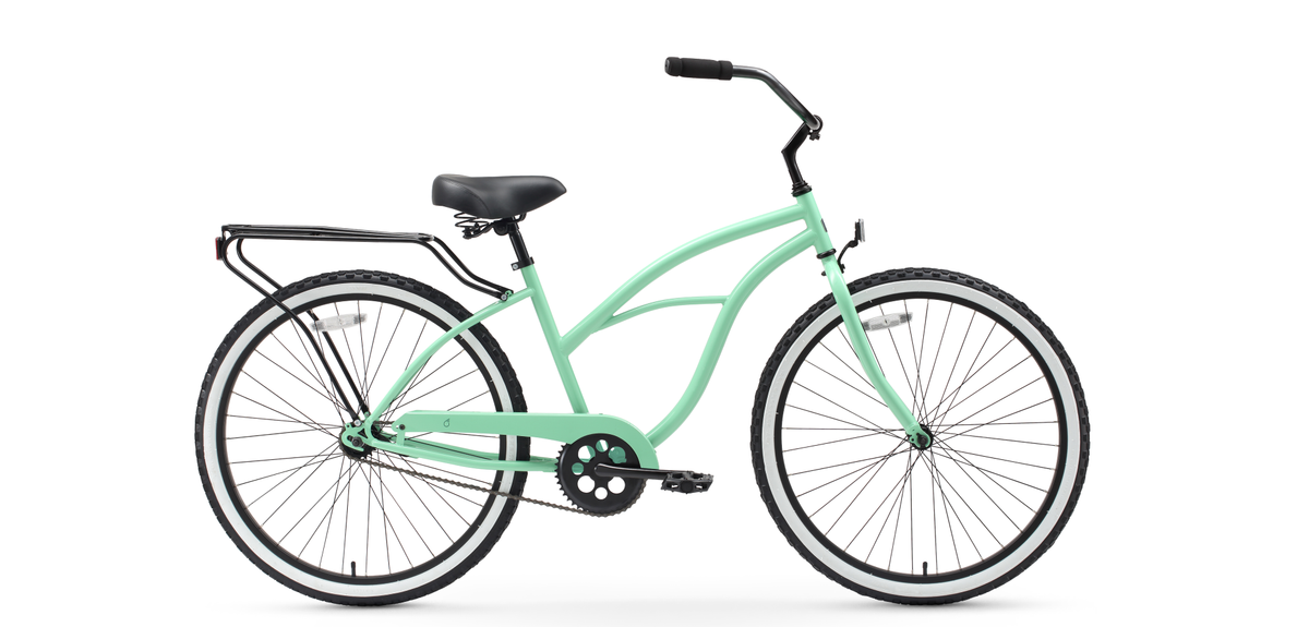 sixthreezero Around the Block Women's 24" 21 Speed Beach Cruiser Bicycle with Rear Rack — product view 97