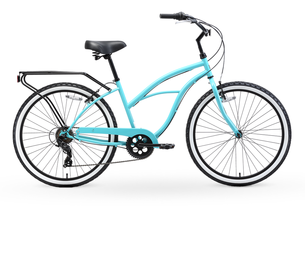 sixthreezero Around the Block Women's 24" Seven Speed Beach Cruiser Bicycle with Rear Rack — product view 1