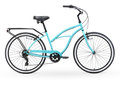 sixthreezero Around the Block Women's 24" Seven Speed Beach Cruiser Bicycle with Rear Rack — product view 1