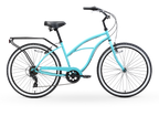 sixthreezero Around the Block Women's 24" Seven Speed Beach Cruiser Bicycle with Rear Rack — product view 1