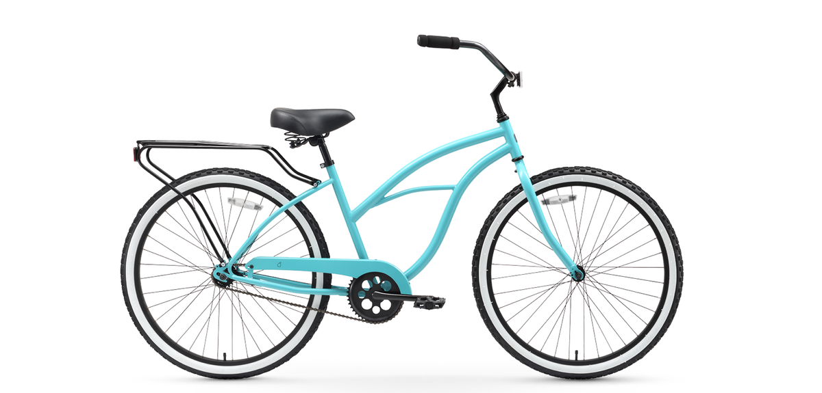 sixthreezero Around the Block Women's 24" 21 Speed Beach Cruiser Bicycle with Rear Rack — product view 98