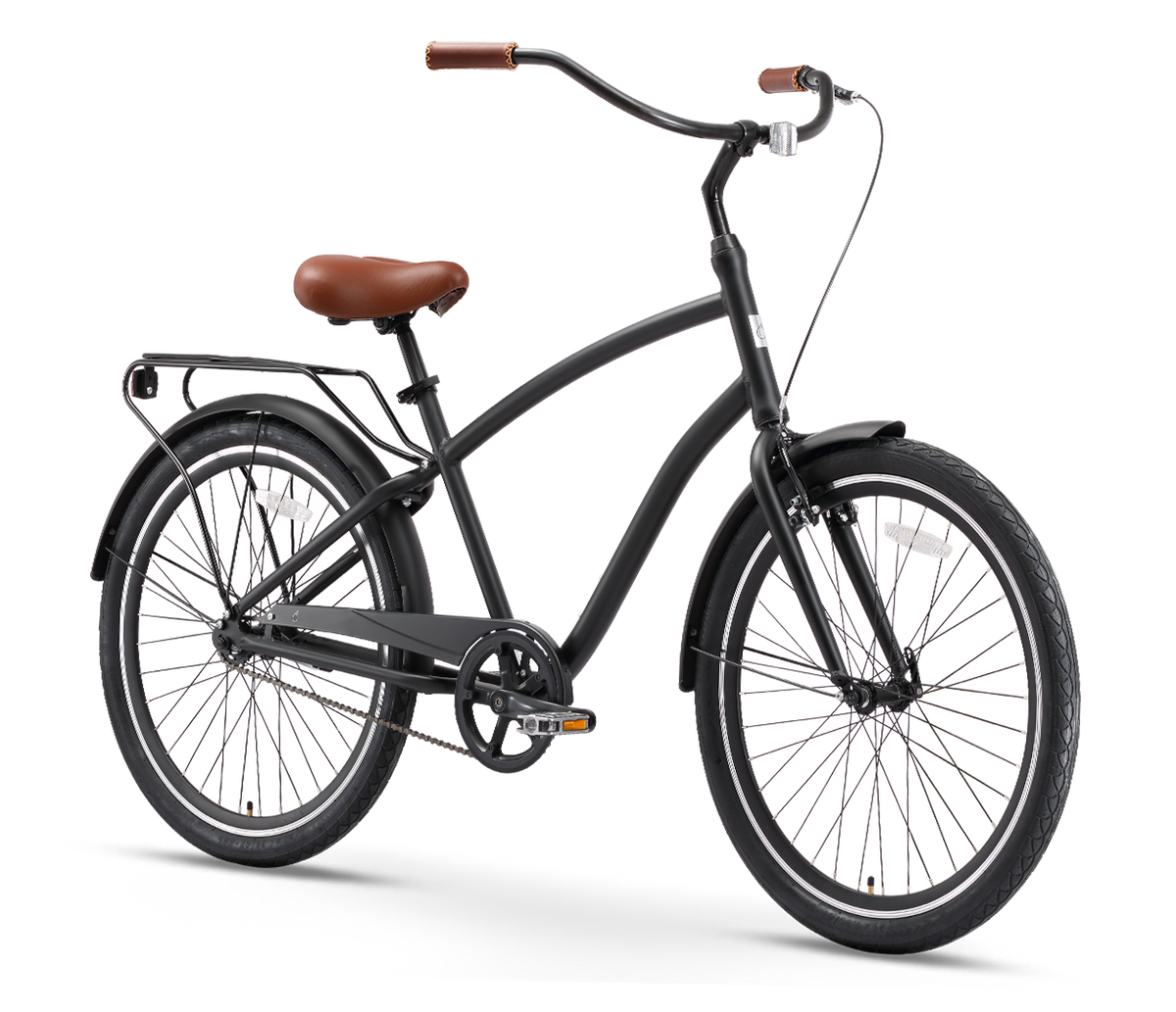sixthreezero EVRYjourney Men's 26" Single Speed Touring Hybrid Bike, Matte Black — product view 5