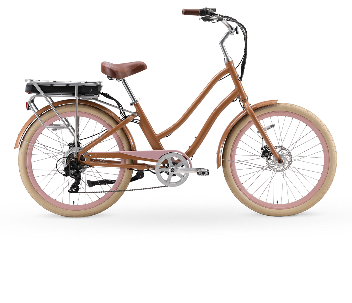 sixthreezero EVRYjourney Women's NEW 26" 500W 7-Speed Step-Through Touring Hybrid Bicycle, — product view 1
