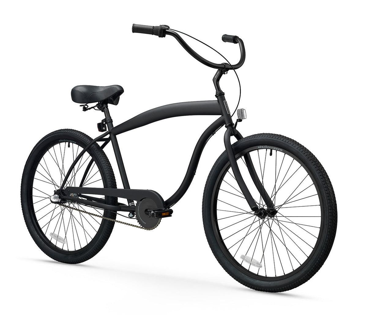 sixthreezero In The Barrel 3 Speed Men's Beach Cruiser Bike, Matte Black — product view 2