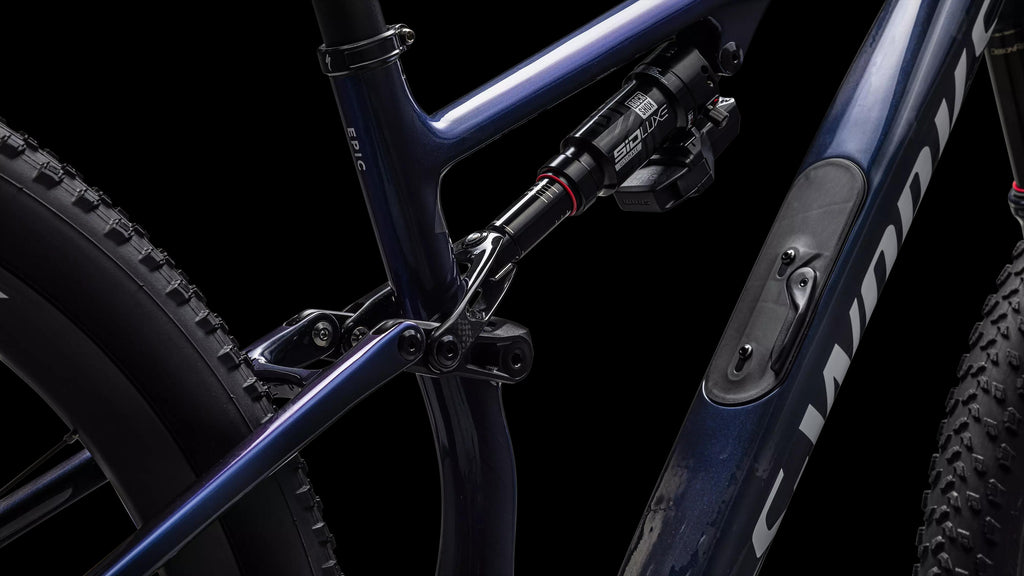 S-Works Epic 8 - SRAM XX SL AXS, RockShox Ultimate Flight Attendant (2026) — Gloss Cyan Blue Pearl / Metallic White Silver — detail 140