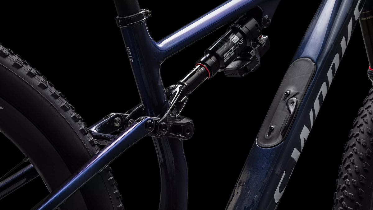 S-Works Epic 8 - SRAM XX SL AXS, RockShox Ultimate Flight Attendant (2026) — Gloss Cyan Blue Pearl / Metallic White Silver — detail 140