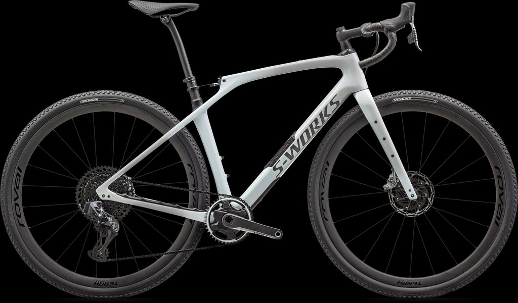 S-Works Diverge STR - SRAM RED eTAP AXS / XX1 Eagle AXS (2024) — Dove Grey+Eyris Pearl - Morning Mist / Eyris Pearl / Smoke — side view