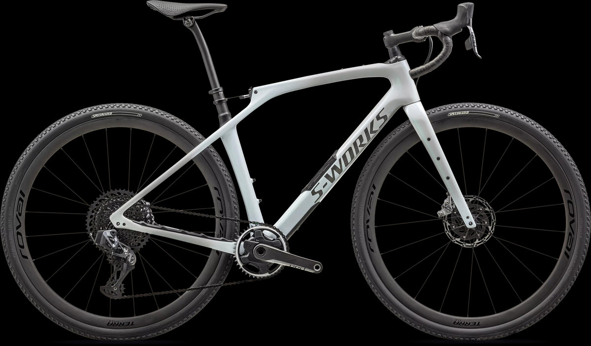 S-Works Diverge STR - SRAM RED eTAP AXS / XX1 Eagle AXS (2024) — Dove Grey+Eyris Pearl - Morning Mist / Eyris Pearl / Smoke — side view