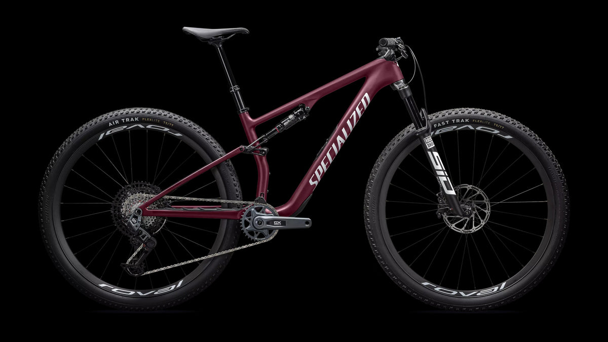 Epic 8 Expert - SRAM GX AXS, RockShox Select+ (2026) — Satin Bordeaux Metallic / White — side view