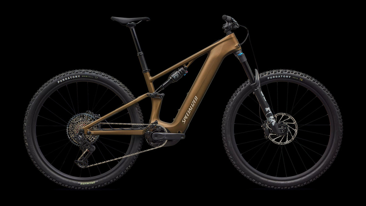Turbo Levo R Comp (2026) — Satin Burnt Gold Metallic / Sandstone Metallic — side view