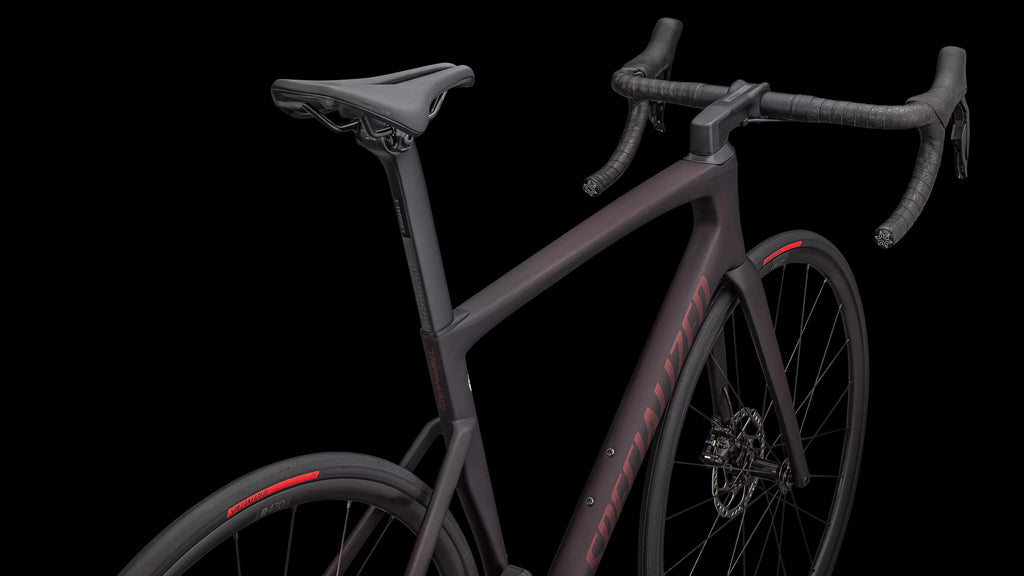 Tarmac SL7 Comp - Shimano 105 Di2 (2024) — Satin Red Tint Over Carbon / Red Sky — detail 40