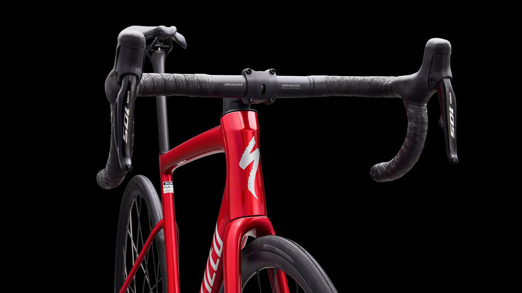 Tarmac SL8 Comp - Shimano 105 Di2 (2026) — Gloss Red Tint Over Silver Dust / Silver Dust — detail 50