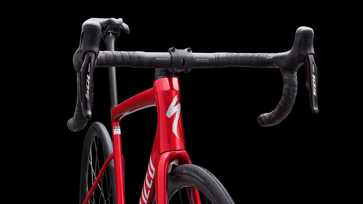 Tarmac SL8 Comp - Shimano 105 Di2 (2026) — Gloss Red Tint Over Silver Dust / Silver Dust — detail 50