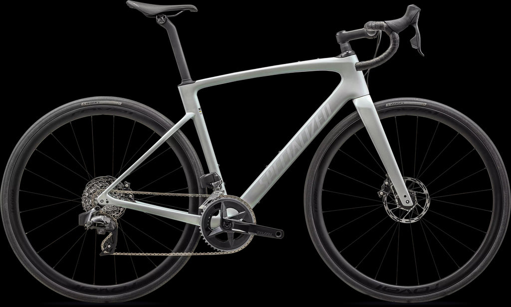 Roubaix SL8 Expert - SRAM Rival eTAP AXS (2024) — Gloss Dove Grey/Chameleon Lapis — side view