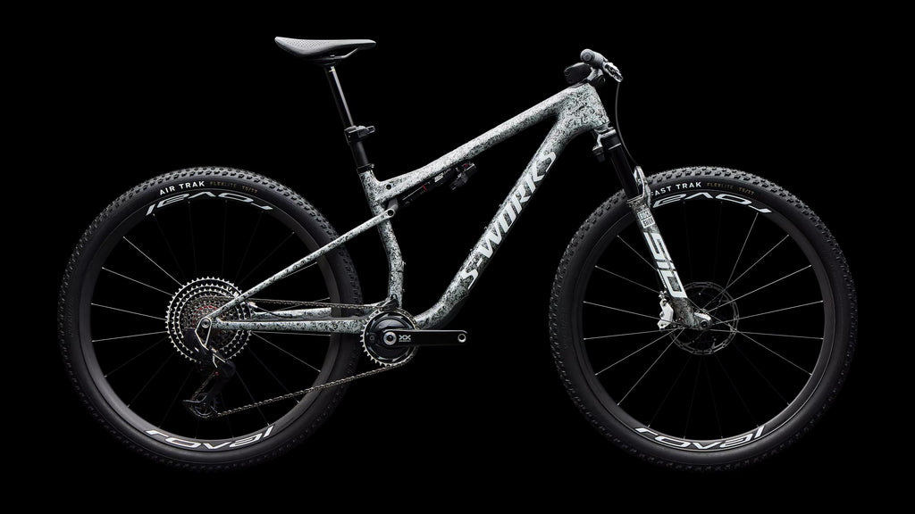 S-Works Epic 9 (2027) — Gloss Metallic Obsidian Multi Color Dry Impasto/ Metallic White Silver — side view