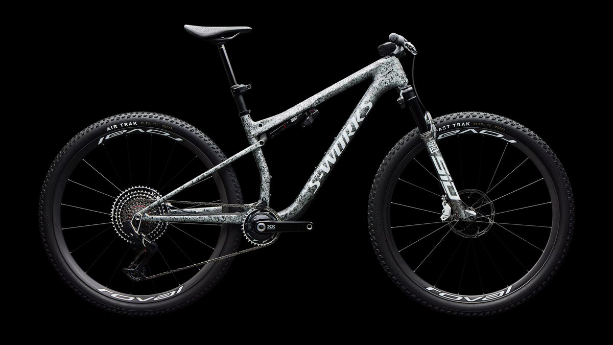 S-Works Epic 9 (2027) — Gloss Metallic Obsidian Multi Color Dry Impasto/ Metallic White Silver — side view