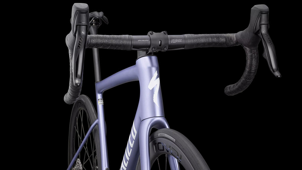 Tarmac SL8 Expert - SRAM Rival AXS (2024) — Satin Powder Indigo Tint Over Silver Dust / White — detail 60