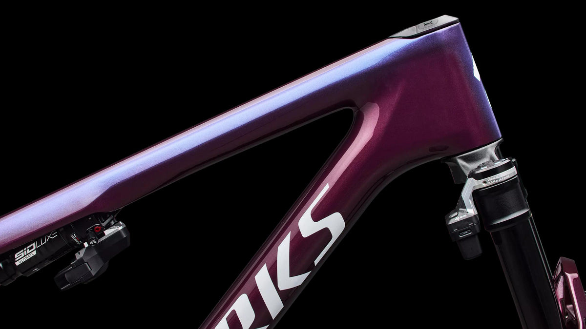 S-Works Epic 9 Frameset (2027) — Gloss Bordeaux Metallic / Blue Pearl Edge Fade / Metallic White Silver — detail 90