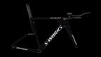 S-Works Shiv TT Disc Module - FACT 11r Carbon (2025) — Gloss Tarmac Black / Metallic White Silver — side view