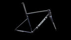 S-Works Tarmac SL8 Frameset - FACT 12r Carbon (2026) — Satin Carbon / Cyan To Blue Viavi Pearl Front Edge Fade / Metallic White Silver — side view