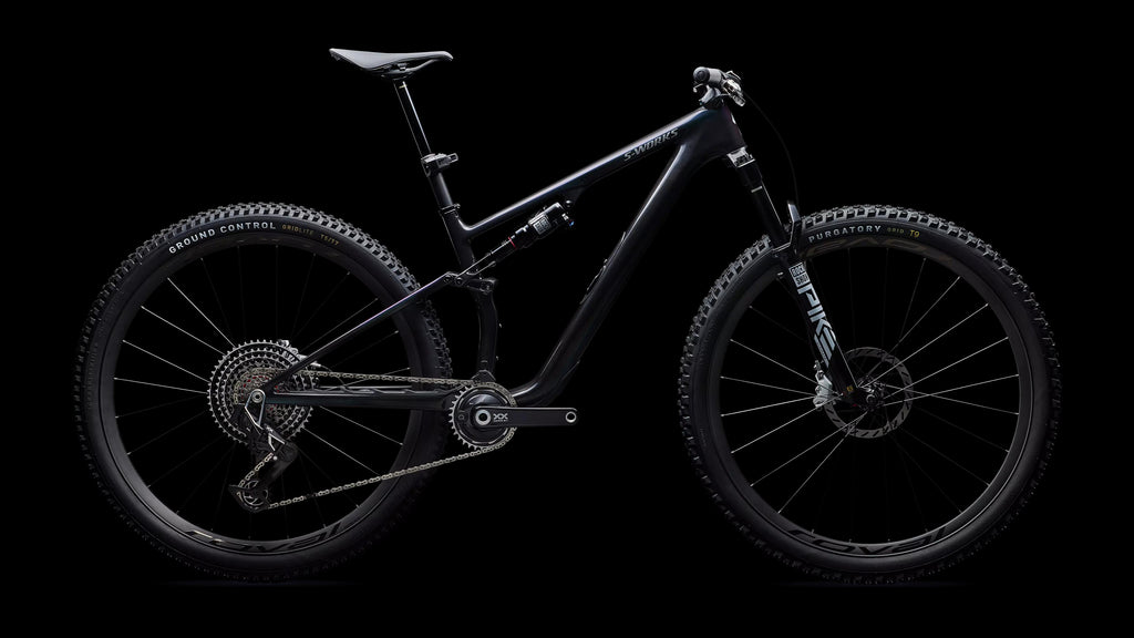 S-Works Epic 8 EVO - SRAM XX SL AXS, RockShox Ultimate (2026) — Gloss Carbon / Green to Purple Viavi Fade / Brushed Liquid Metal — side view